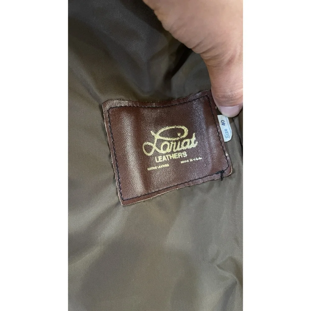 Vintage Lariat Leathers Brown Genuine Leather Blazer Sport Coat Mens 40‎ USA